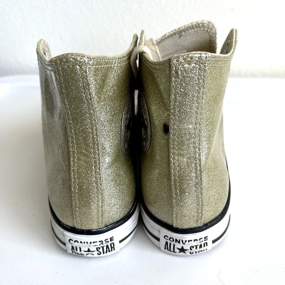 Converse Womens Chuck Taylor All Star Gold Glitter High Tops 10 Festival Grunge